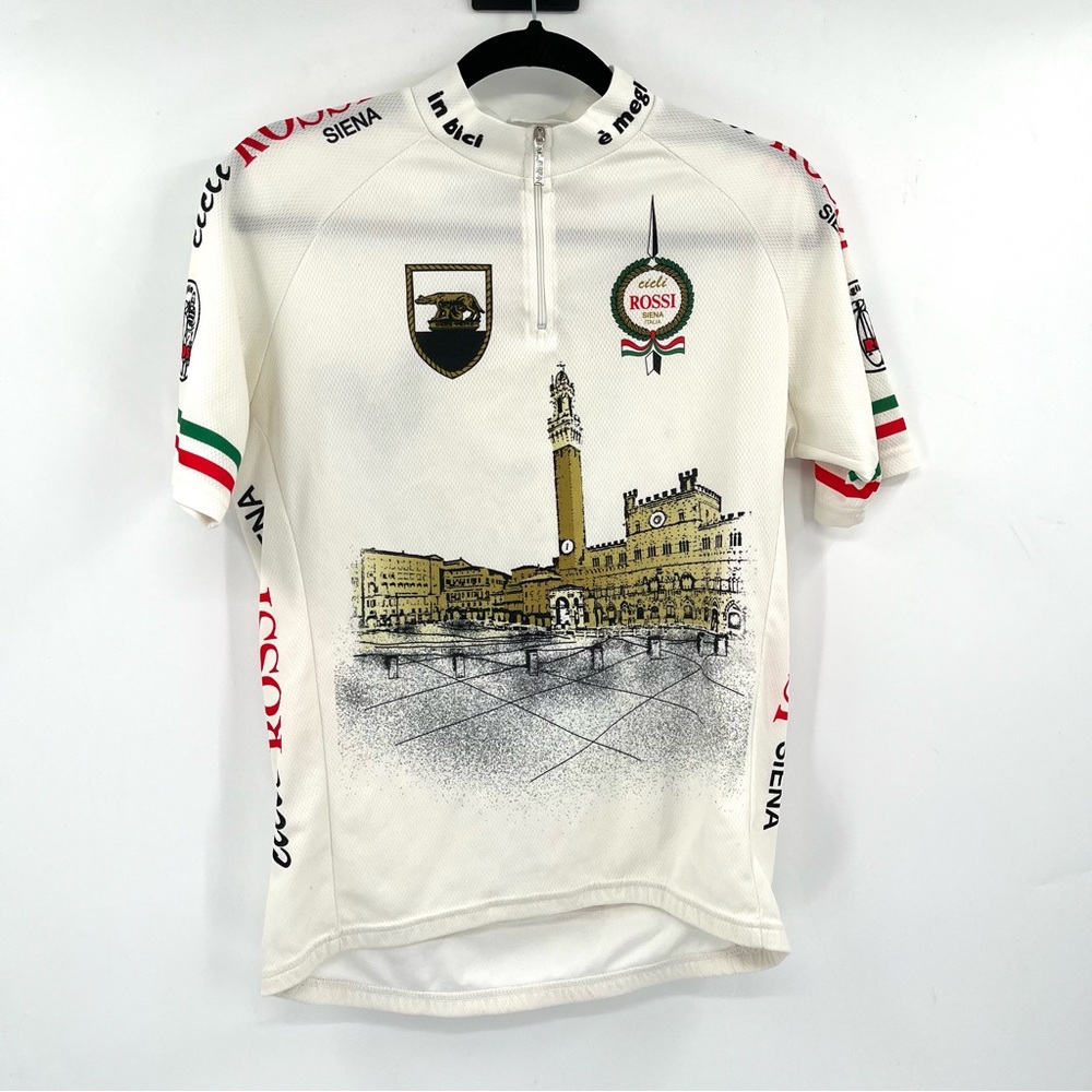 NALINI Cycling Jersey Men Cicli Rossi Siena Italy Bike Jersey Zip Up Pockets Top